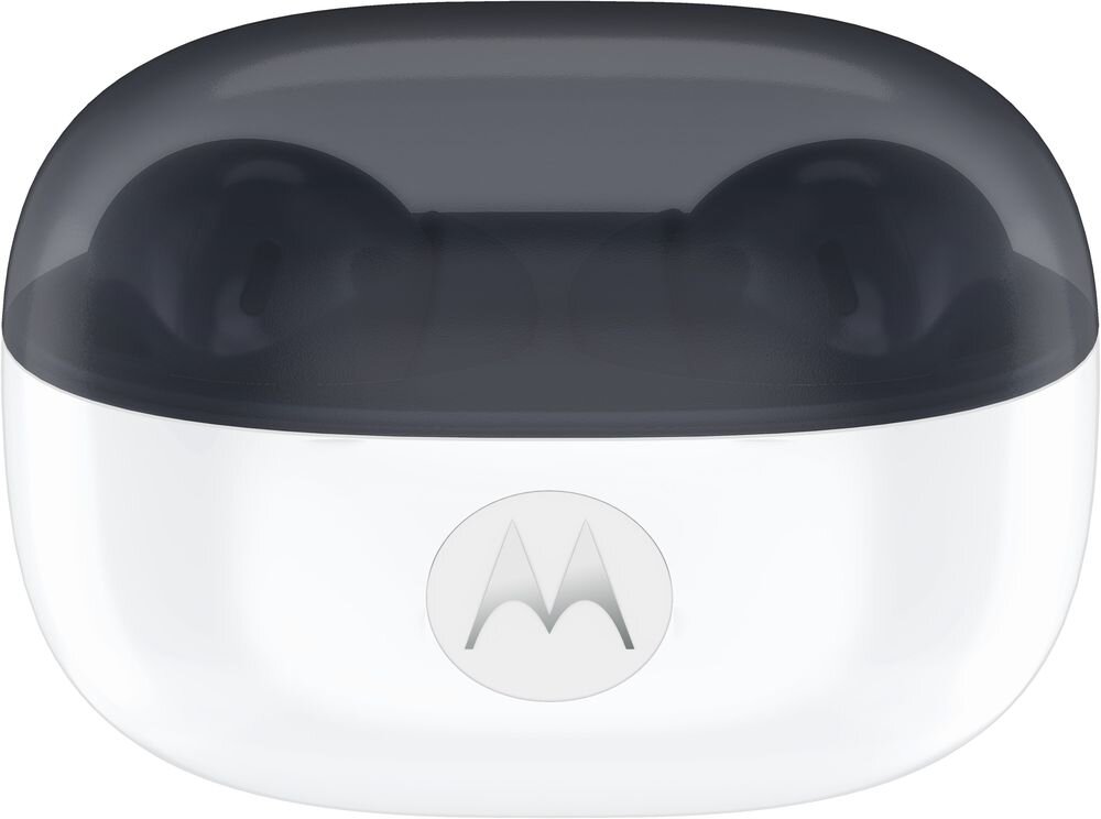 Słuchawki dokanałowe MOTOROLA Moto Buds 2 ANC Bluetooth 6.0 Dual Connection dwa urządzenia, słuchawki z etui ładującym na białym tle