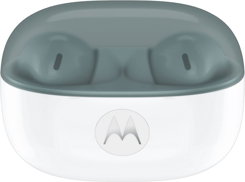 Słuchawki dokanałowe MOTOROLA Moto Buds 2 ANC Bluetooth 6.0 Dual Connection dwa urządzenia, słuchawki z etui ładującym na białym tle
