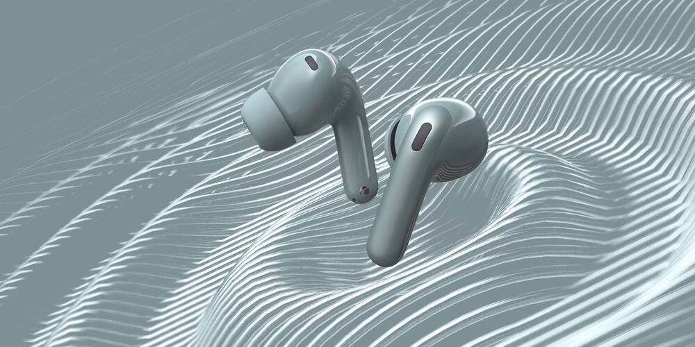 Słuchawki dokanałowe MOTOROLA Moto Buds 2 ANC Spatial Audio LHDC Bluetooth dźwięk 360 stopni, słuchawki na jasnym tle