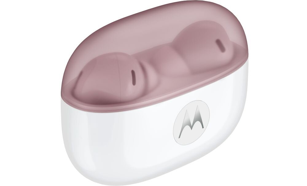 Słuchawki dokanałowe MOTOROLA Moto Buds 2 ANC ergonomiczna lekka konstrukcja PANTONE, słuchawki z etui ładującym na białym tle