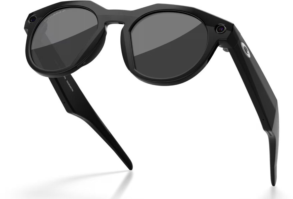 Okulary META Oakley HSTN Okulary przeciwsłoneczne ukazane pod kątem od dołu, prezentujące wewnętrzną stronę zauszników i konstrukcję oprawek, wykonanie, wymiary