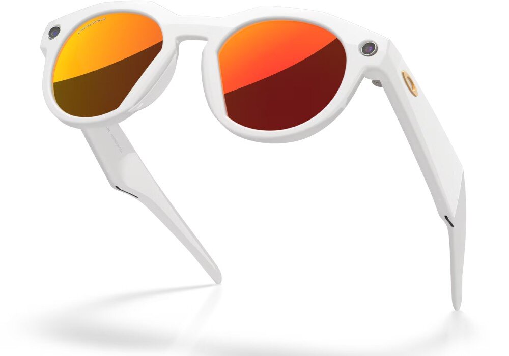 Okulary META Oakley HSTN Okulary przeciwsłoneczne ukazane pod kątem od dołu, prezentujące wewnętrzną stronę zauszników i konstrukcję oprawek, wykonanie, wymiary