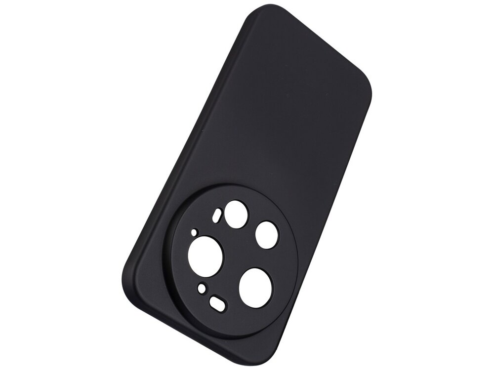 Czarne etui silikonowe z okrągłymi wycięciami na aparat, przeznaczone do telefonu Xiaomi 17 Ultra.