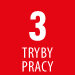 Czerwony kwadrat z białym napisem \'3 TRYBY PRACY\'.