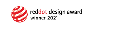 Logo z napisem \'reddot design award winner 2021\'.