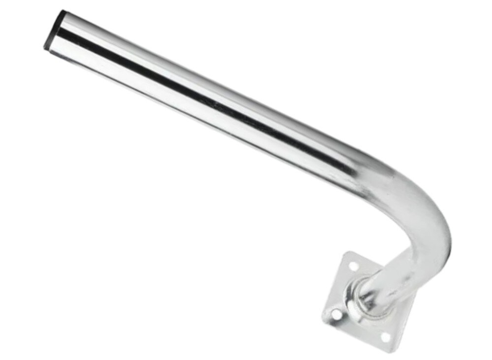 Uchwyt do anteny EXTRALINK L250 zbliżenie na kwadratową podstawę montażową uchwytu antenowego z widocznymi czterema otworami na śruby i miejscem spawu rury do płytki