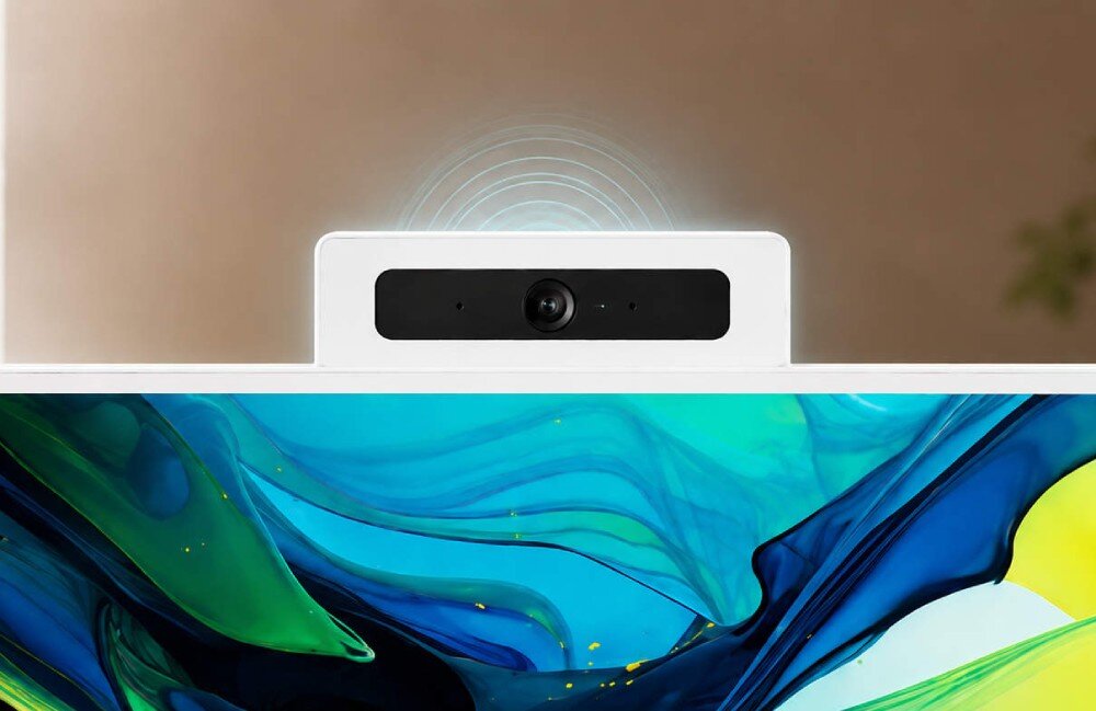 Komputer All in One ACER Aspire C27A-GRPL Zbliżenie na kamerę internetową zamontowaną w górnej ramce obudowy komputera