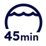 Ikona przedstawia symbol pralki z napisem \'45 min\'.