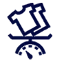 Ikona przedstawia stylizowany symbol pralki w ciemnoniebieskim kolorze.