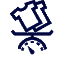 Ikona przedstawia ciemnoniebieski symbol pralki z ubraniami i wodą.