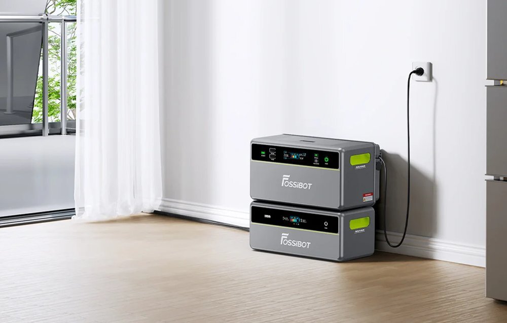 Bateria FOSSIBOT FBP1200-B 1985Wh do FBP1200, Akumulator, energia, rozszerzenie, zasilanie, Dwa moduły zasilające ładują się z gniazdka w pokoju.