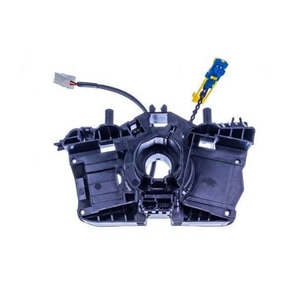 Na obrazie widoczny jest czarny element mechaniczny z centralnym otworem i kilkoma złączami oraz przewodami. Element ma złożoną strukturę z różnymi wypustkami i otworami montażowymi.