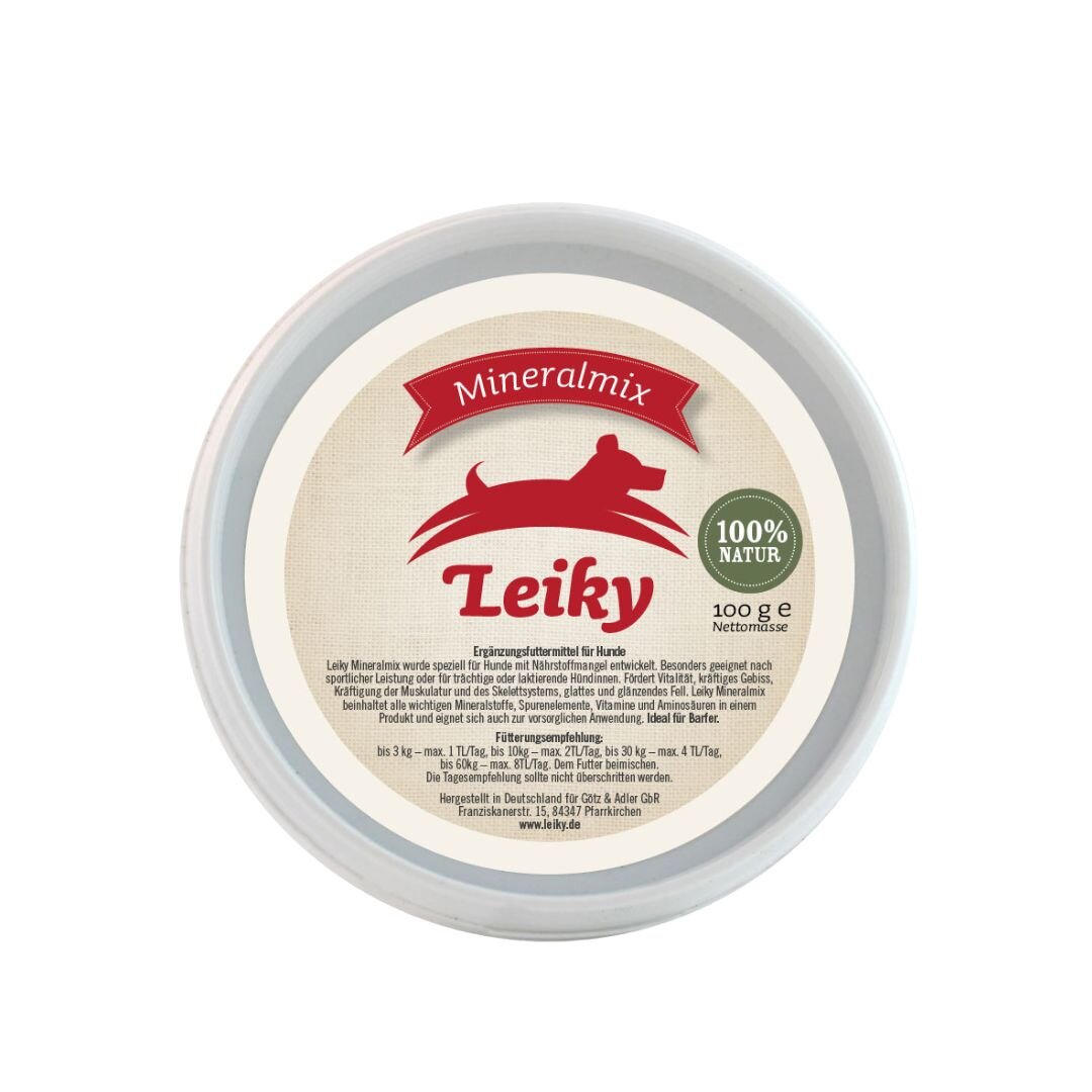 Opakowanie produktu Leiky Mineralmix 100g z widocznym logo i napisem \'100% NATUR\'.