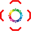 Logo z napisem \'FULL RGB\' otoczone kolorowym okręgiem z czerwonymi elementami na zewnątrz.
