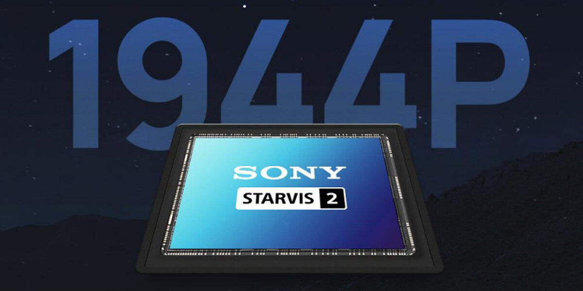 Obraz przedstawia sensor z napisem \'SONY STARVIS 2\' na tle dużego napisu \'1944P\'.