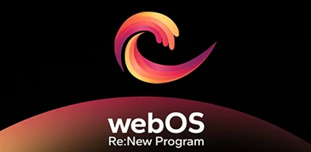 Telewizor LG 100QNED87B6 webOS Re New Program aktualizacje systemu 5 lat, logo webos na ciemnym tle