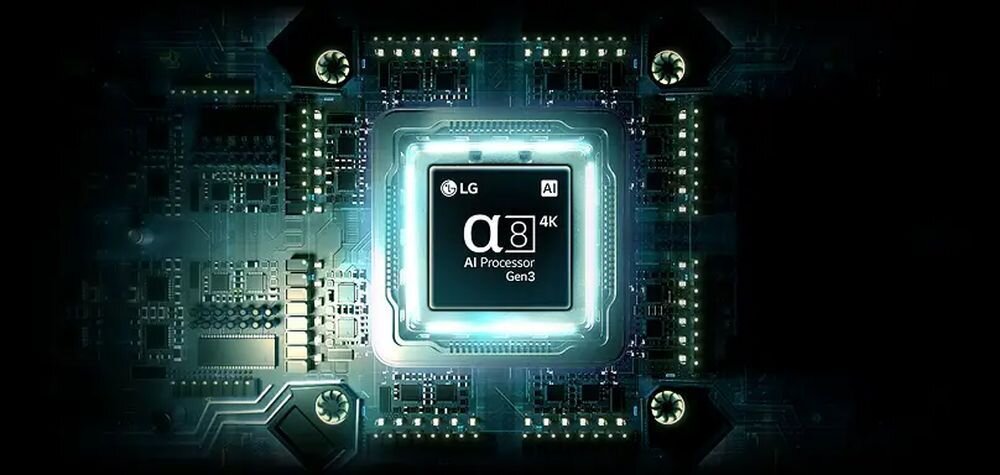 Telewizor LG 100QNED87B6 procesor AI alpha 8 4K Gen3 NPU sztuczna inteligencja, wizualizacja procesora