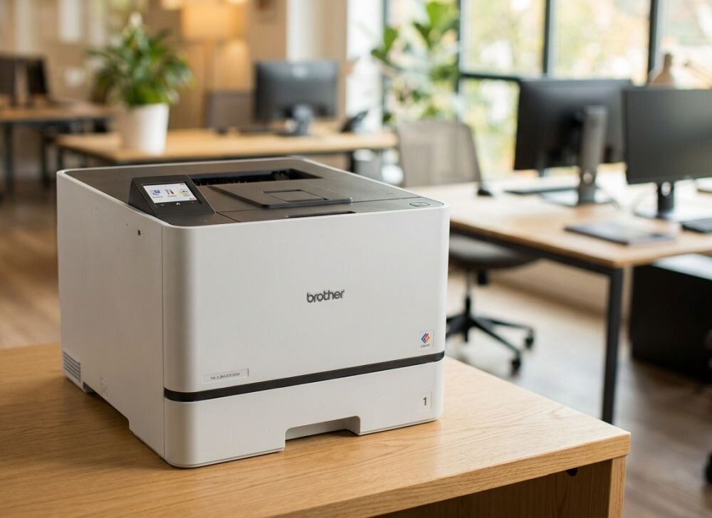 Sekcja wprowadzająca: Kolorowa drukarka laserowa Brother HL-L8430CDW ustawiona w biurze.