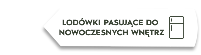 Grafika przedstawia biały pasek z tekstem \'LODÓWKI PASUJĄCE DO NOWOCZESNYCH WNĘTRZ\' oraz ikoną lodówki.