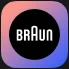 Logo Braun na tle gradientu w kolorach różowym i niebieskim.