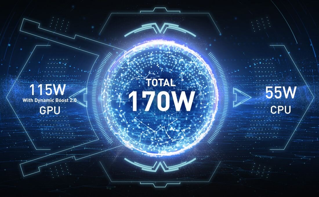 Laptop MSI Crosshair z procesorem Intel Core Ultra prezentuje technologię obliczeniową na tle futurystycznego układu elektronicznego dla graczy – procesor Intel Core Ultra
