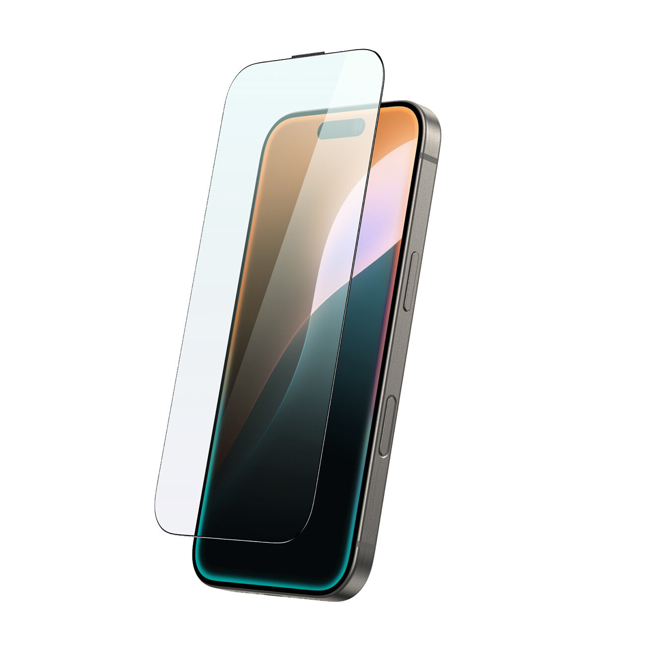 Na obrazie widoczny jest smartfon z nałożonym szkłem hartowanym, które pokrywa cały ekran urządzenia. Szkło jest przezroczyste i dopasowane do kształtu telefonu.