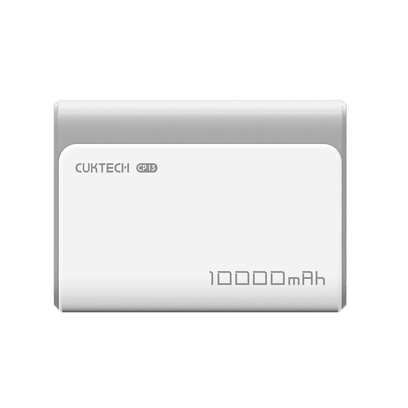 Na obrazie widoczny jest szary power bank z napisem \'CUKTECH CP13\' oraz \'10000 mAh\'.