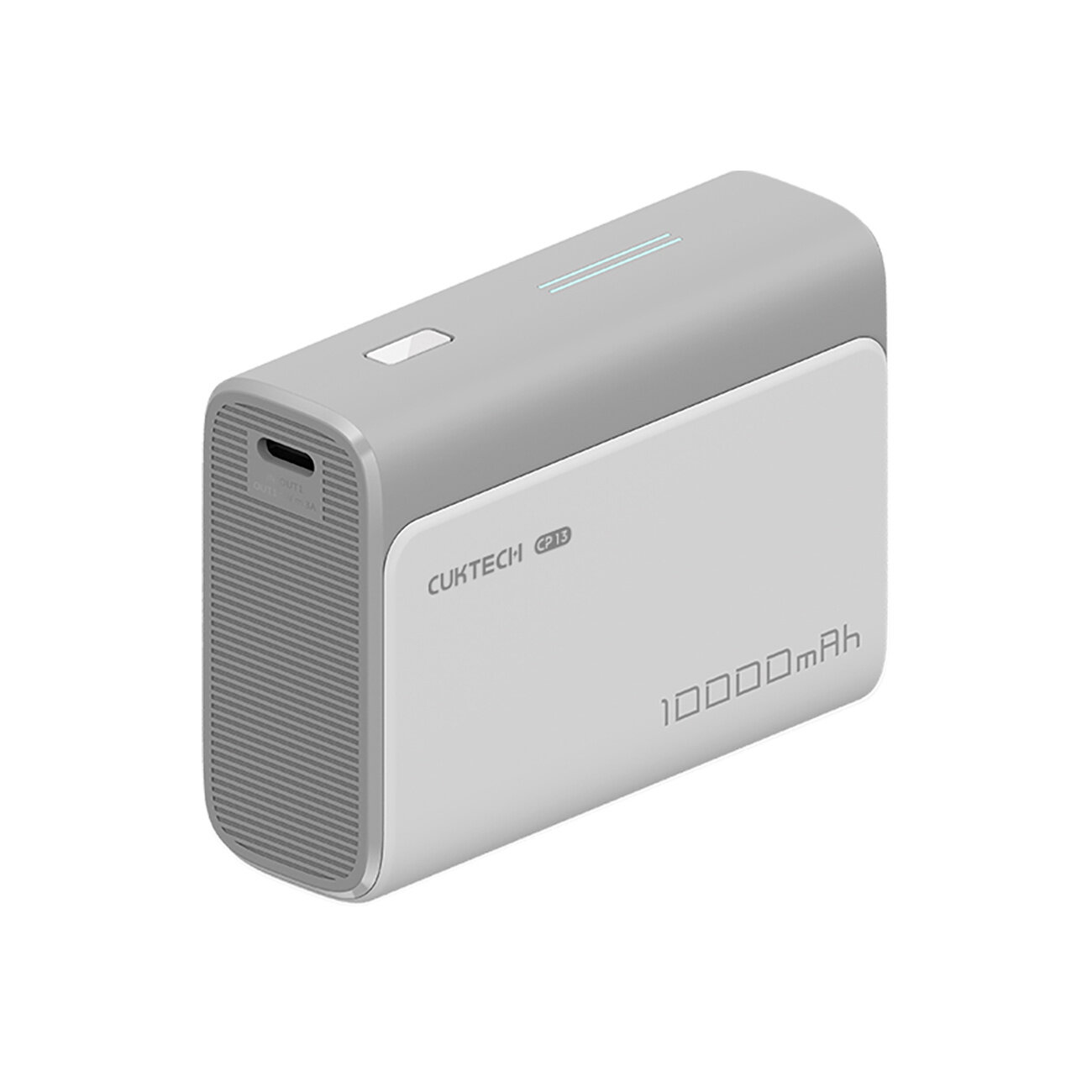 Szary power bank z napisem \'CUKTECH CP13\' oraz \'10000mAh\'.