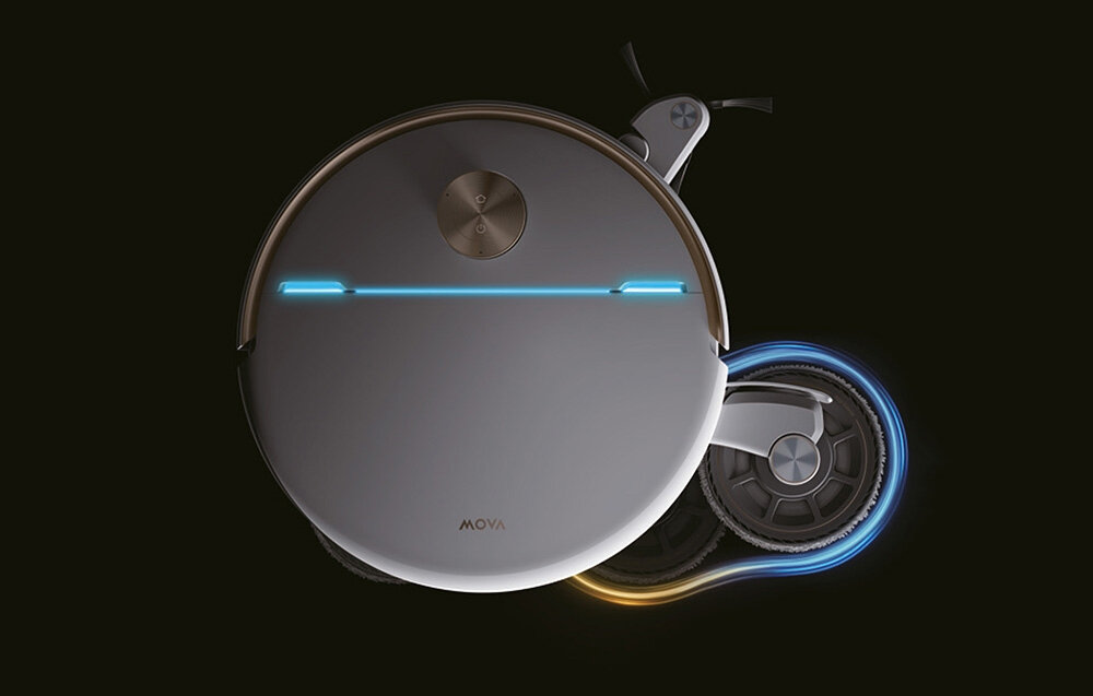 Robot sprzątający MOVA V70 Ultra Complete Biały zdjęcie lifestyle Wysoka moc Silnik osiągający do 150 000 obr./min siłę ssania do 40 000 Pa skutecznie usuwać piasek, sierść, okruchy i kurz z różnych powierzchni System TroboWave™ DuoBrush na panelach i płytkach, jak i na dywanach