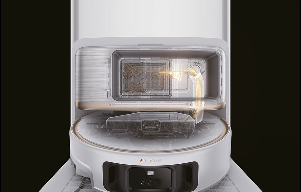 Robot sprzątający MOVA V70 Ultra Complete Biały zdjęcie lifestyle Stacja ograniczająca obsługę Bezworkowa stacja bazowa System JetSpray Dryboard™ 2.0 bezworkowy system EcoCyclone™ 