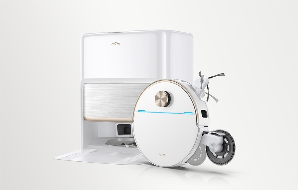 Robot sprzątający MOVA V70 Ultra Complete Biały zdjęcie lifestyle Długi czas działania robot automatycznie wraca do stacji dokującej Technologia Smart-Protect