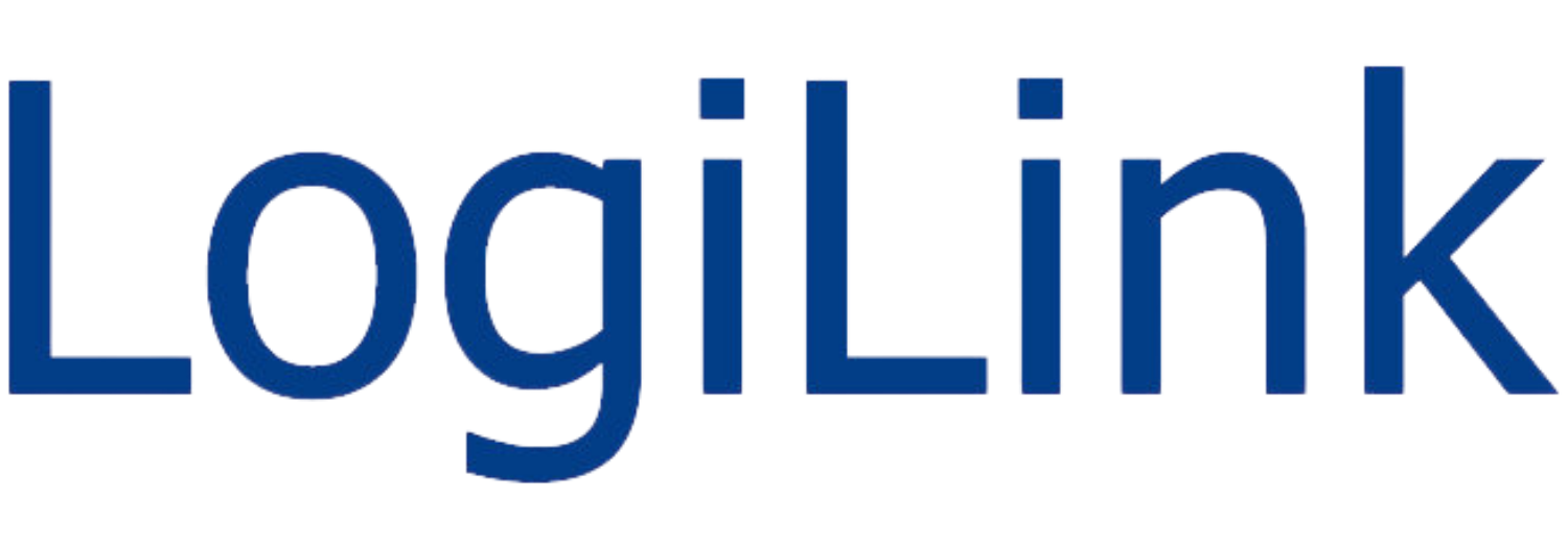 Logo z napisem \'LogiLink\' w kolorze niebieskim na białym tle.