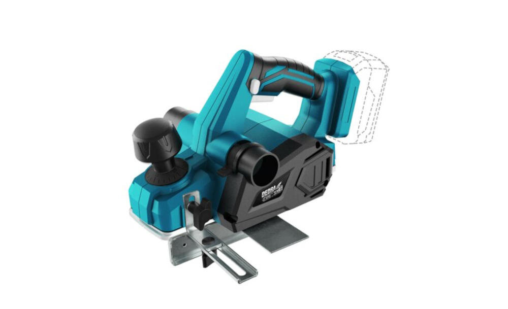 Na obrazie widoczny jest niebiesko-czarny strug elektryczny z ergonomicznym uchwytem. Na obudowie znajduje się logo \'DEDRA\'.