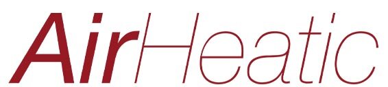 Logo z napisem \'AirHeatic\' w kolorze czerwonym na białym tle.