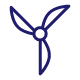 Ikona przedstawia ciemnoniebieski symbol trójramiennego śmigła na białym tle.