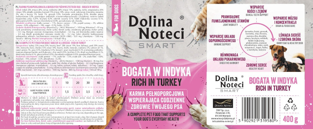 KARMA DLA PSA DOLINA NOTECI SMART BOGATA W INDYKA 400G