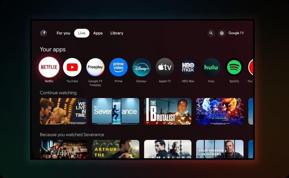 Projektor laserowy XGIMI Mira, Google TV, streaming, treści filmowe, komfort oglądania, kadr z google tv