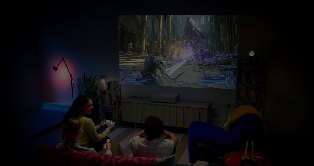Projektor laserowy XGIMI Mira, gaming, płynne sterowanie, szczegółowy obraz, immersyjny dźwięk, projektor wyświetlający obraz na ścianie