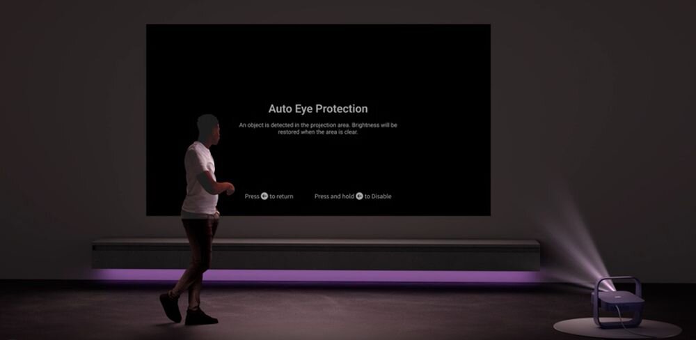 Projektor laserowy XGIMI Elfin Flip Laser, Intelligent Eye Protection, ochrona wzroku, automatyczne przyciemnianie, projektor stojący na stoliku