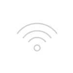 Ikona przedstawia symbol Wi-Fi w kolorze szarym na czarnym tle.