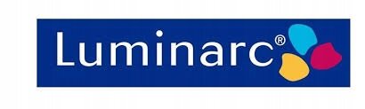 Logo z napisem \'Luminarc\' na niebieskim tle, obok trzy kolorowe kształty.