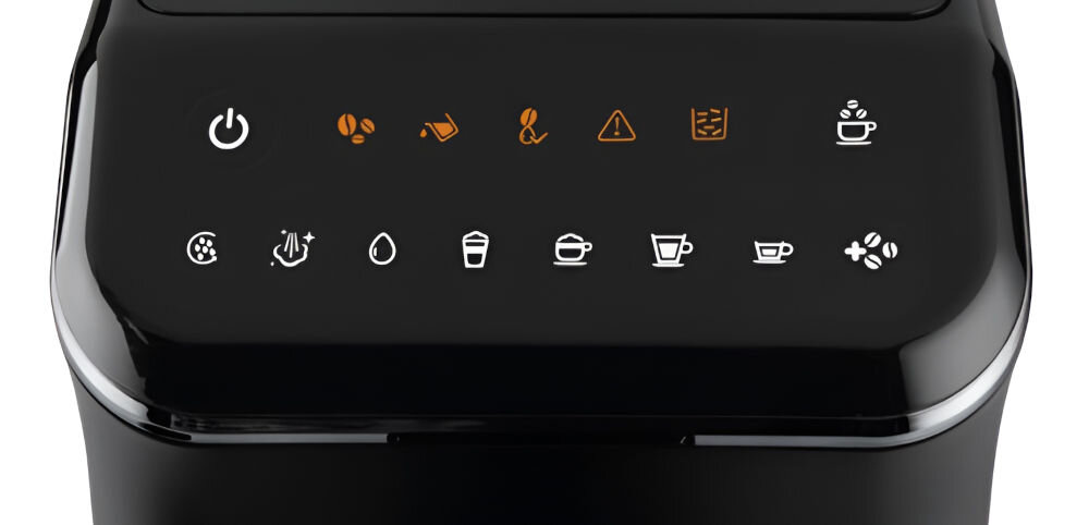 Ekspres ETA Nero II 818090000 panel LED przyciski dotykowe łatwe szybkie wybieranie programów ustawień zintegrowany młynek regulacja grubości dostosowanie smaku kawy zapamiętywanie ostatnich ustawień 