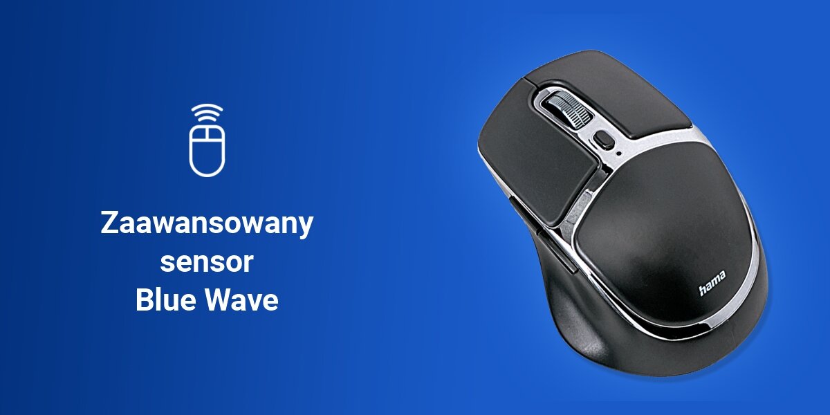 Zestaw HAMA WK-750 Szary 
				płynna praca myszki, sensor Blue Wave, regulacja DPI w zakresie od 800 do 3200, polimerowe ślizgacze,
				mysz oraz biały napis zaawansowany sensor Blue Wave na niebieskim tle