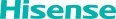Logo Hisense w kolorze turkusowym na białym tle.