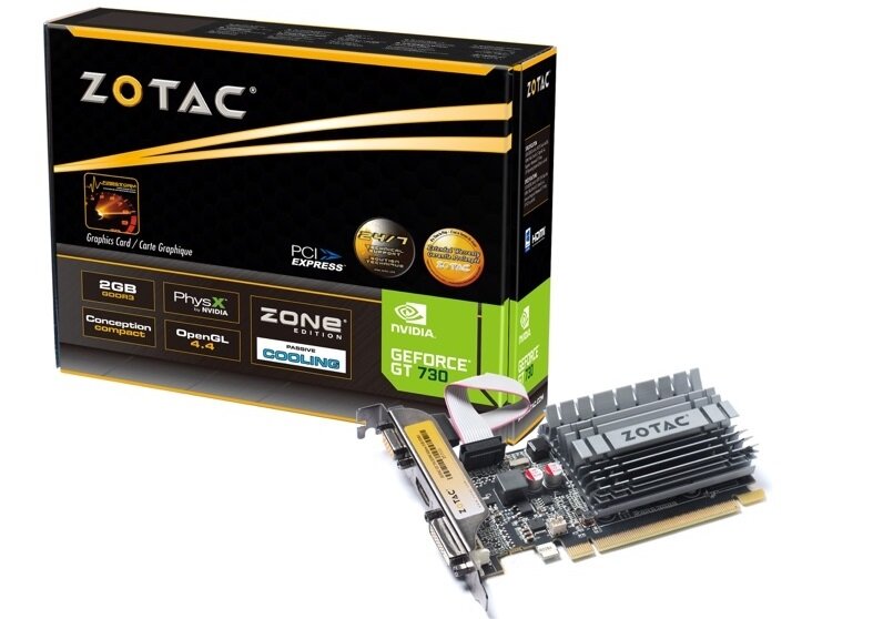 Karta graficzna ZOTAC GeForce GT 730 Zone Edition 2GB - wygląd ogólny opakowanie niskoporfilowa karta graficzna zwiększa wydajność komputera energooszczędna