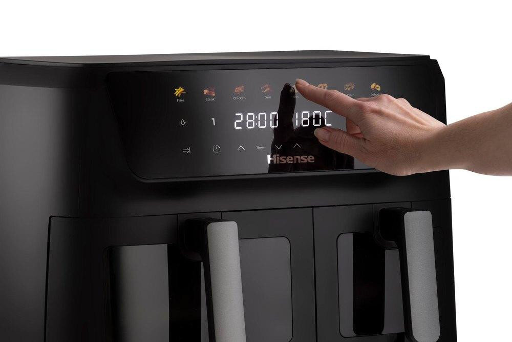 Air Fryer Frytkownica beztłuszczowa HISENSE HAF3300DHCD 11l z podwójnym koszem Ustawienia po Twojemu kontrola potrawy od delikatnie wypieczonych po wyraźnie chrupiące