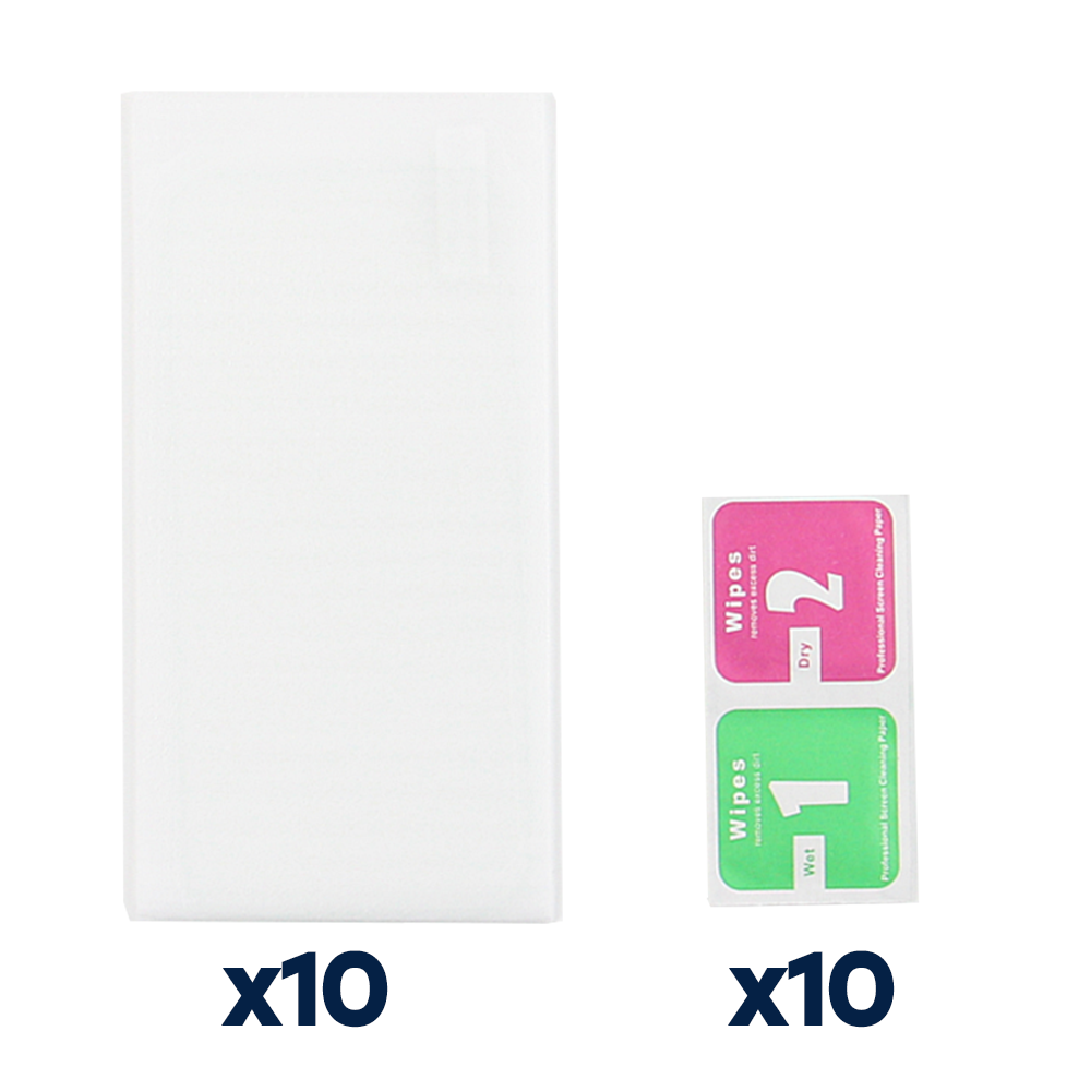 Na obrazie widoczne są dwa zestawy: po lewej biały prostokąt z oznaczeniem \'x10\', a po prawej dwa kolorowe prostokąty z napisami \'Wipes 1 Wet\' i \'Wipes 2 Dry\', również z oznaczeniem \'x10\'.