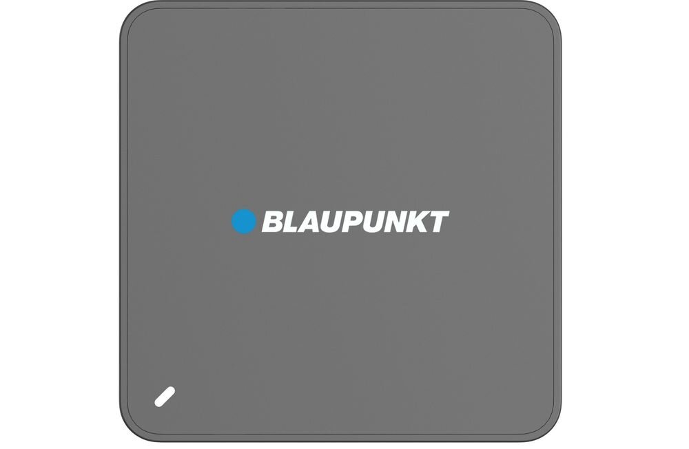 Odtwarzacz multimedialny BLAUPUNKT Google TV B-Stream Box 3 z Wi-Fi 5, Bluetooth 5.0, Ethernetem, Google Cast i pilotem z Asystentem Google, urządzenie na białym tle