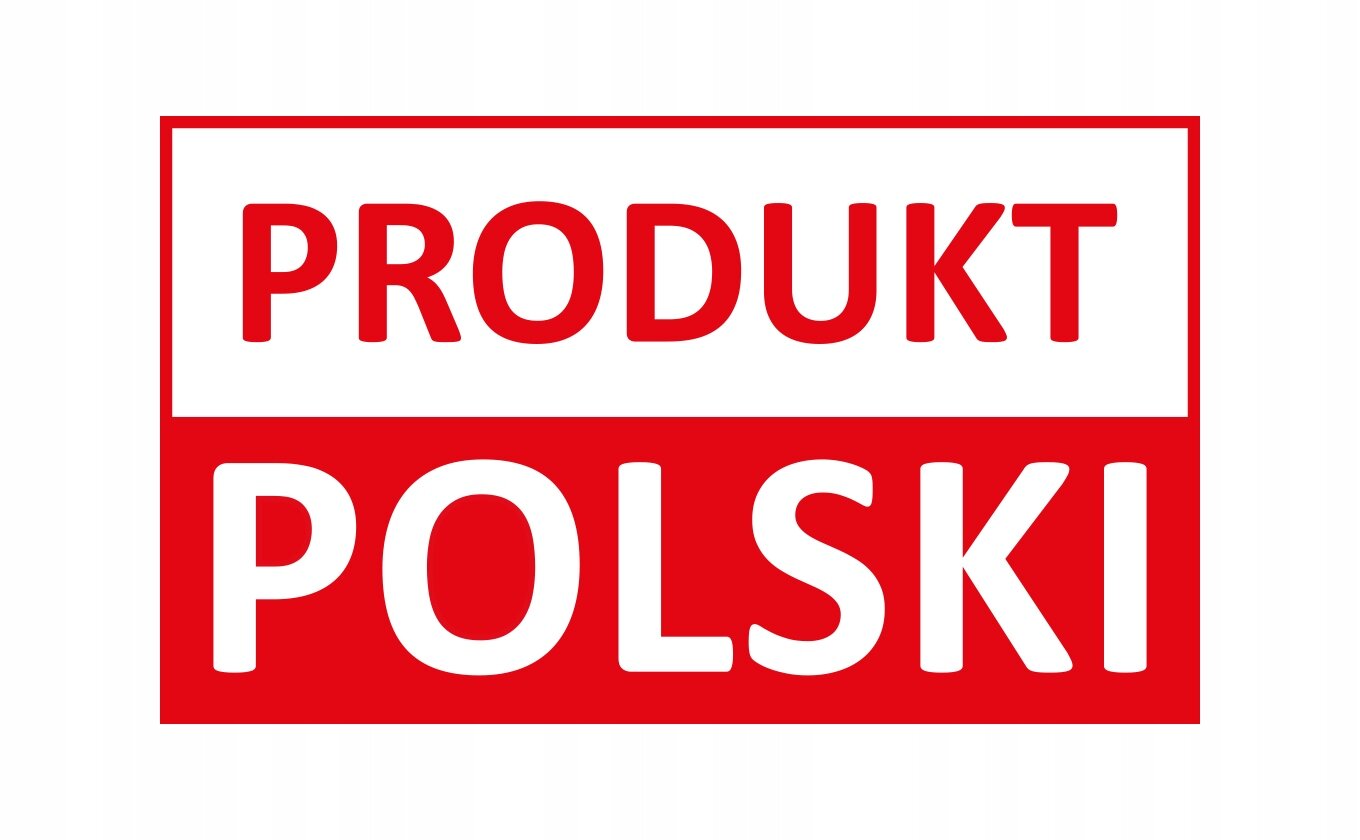 Logo z napisem \'PRODUKT POLSKI\' w czerwonym kolorze na białym tle.