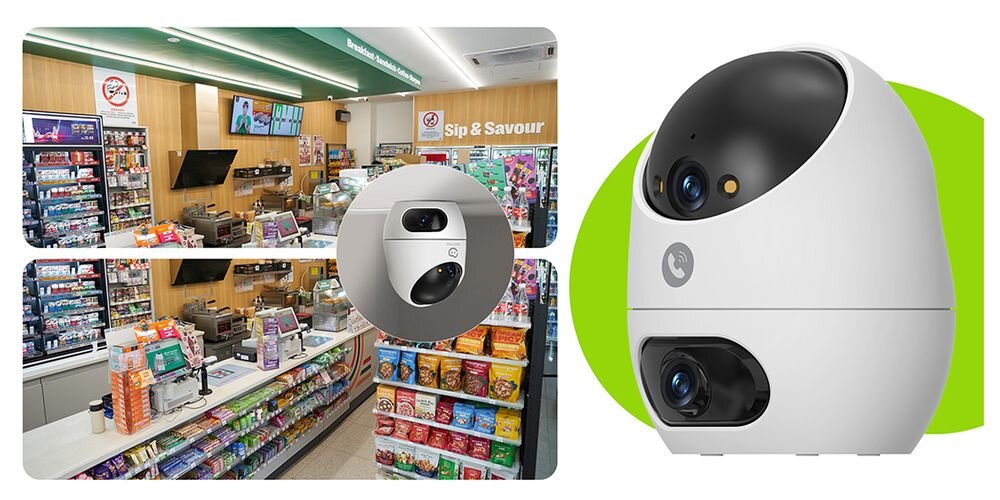Kamera EZVIZ Beans View D220 Dual 2K, Wewnętrzna, Wi-Fi / Bluetooth, Kamera obrotowa, dwa, obrazy, szeroki, widok, Kamera do monitoringu sklepu i lokalu.